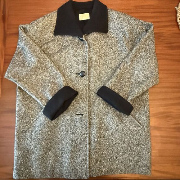Vintage Pendleton 100% Wool Overcoat –Women Size 14 Black White Tweed USA 1970's - Picture 16 of 16